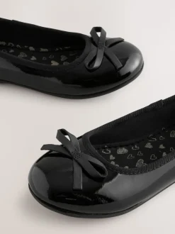 Black Patent Wide Fit (G) Leather Ballerina School Shoes