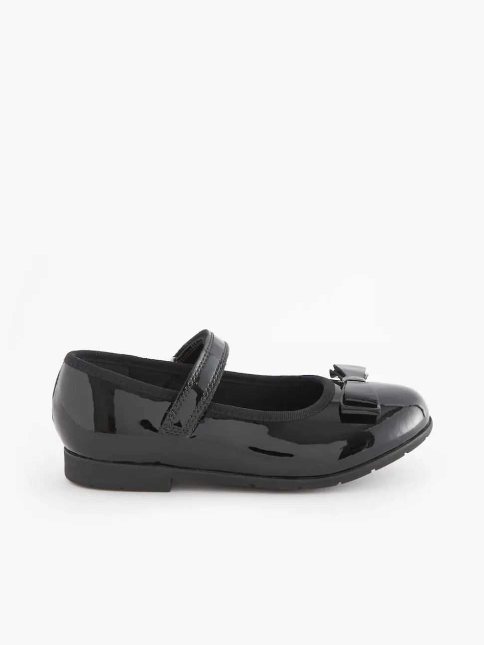 Black Patent Wide Fit (G) School Leather Bow Mary Jane Shoes