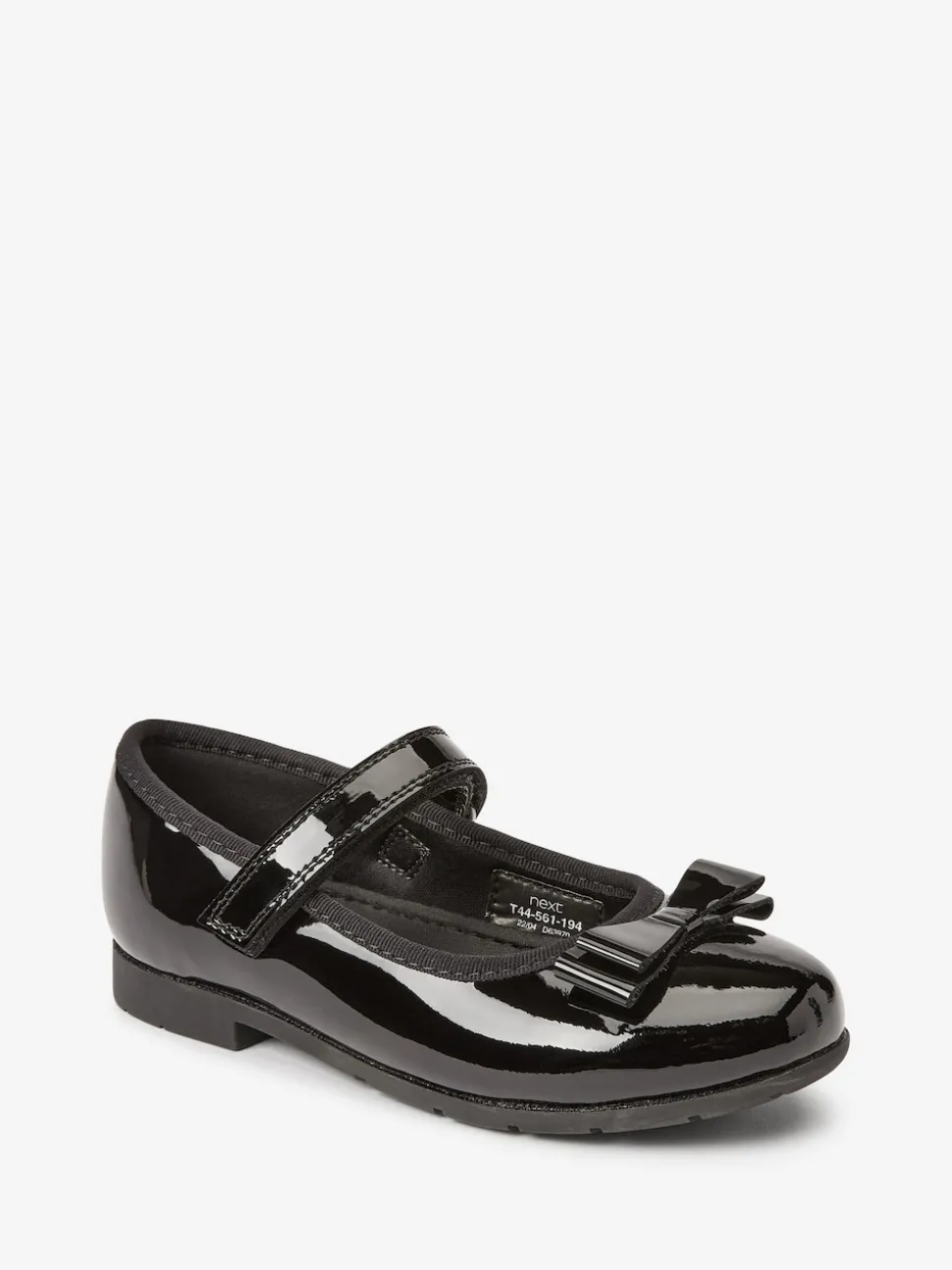 Black Patent Wide Fit (G) School Leather Bow Mary Jane Shoes
