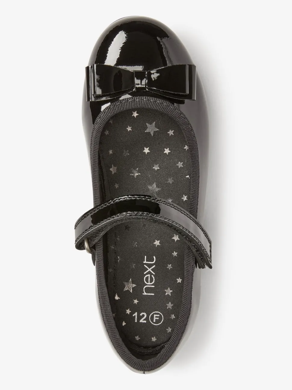 Black Patent Wide Fit (G) School Leather Bow Mary Jane Shoes
