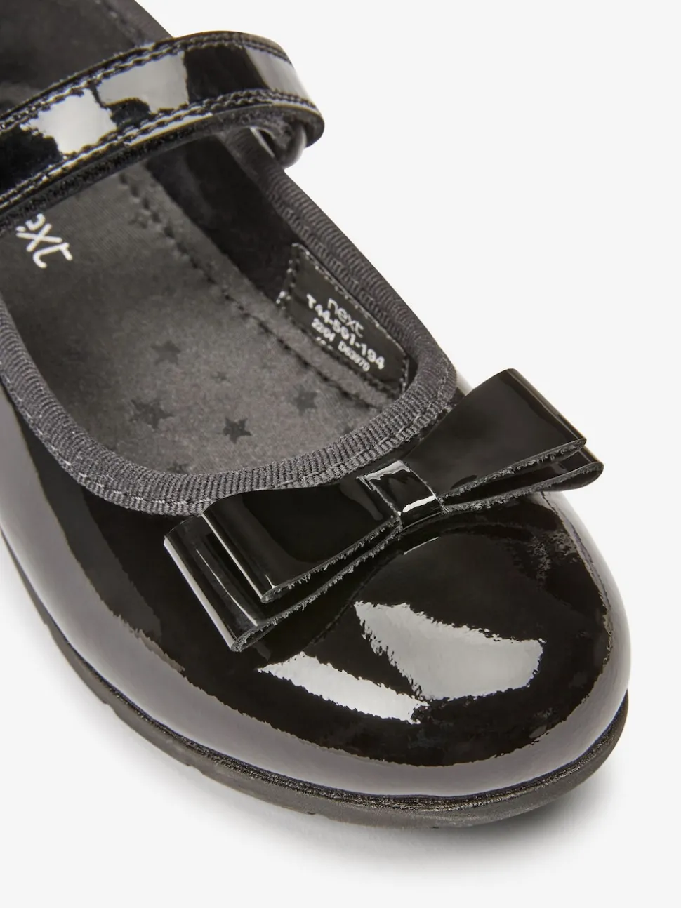 Black Patent Wide Fit (G) School Leather Bow Mary Jane Shoes