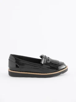 Black Patent Wide Fit (G) School Tassel Loafers