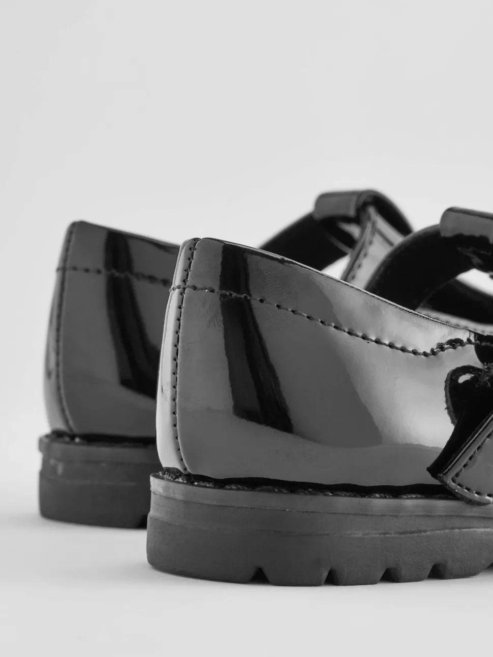 Black Patent Wide Fit (G) School Junior Bow T-Bar Shoes