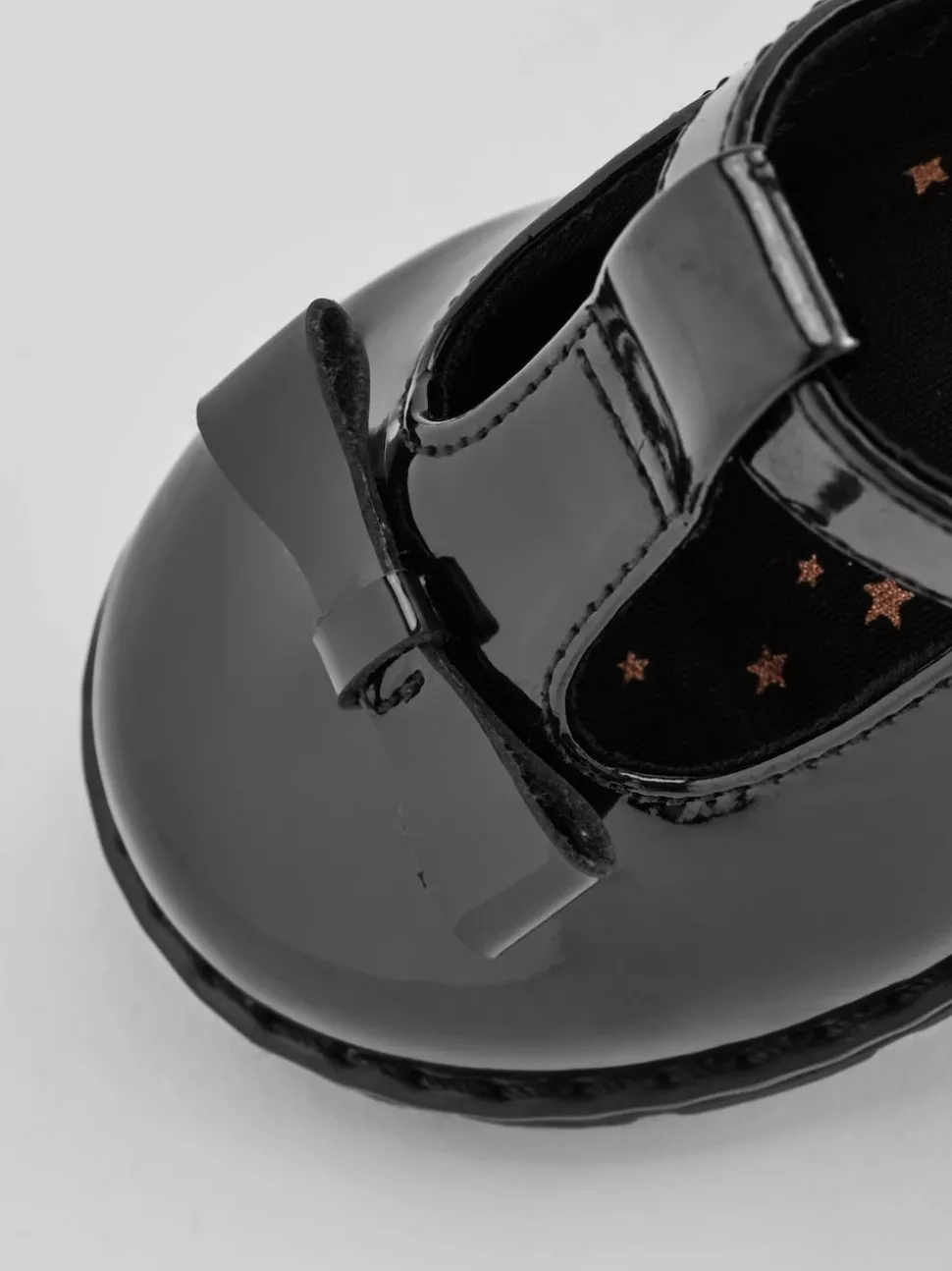 Black Patent Wide Fit (G) School Junior Bow T-Bar Shoes