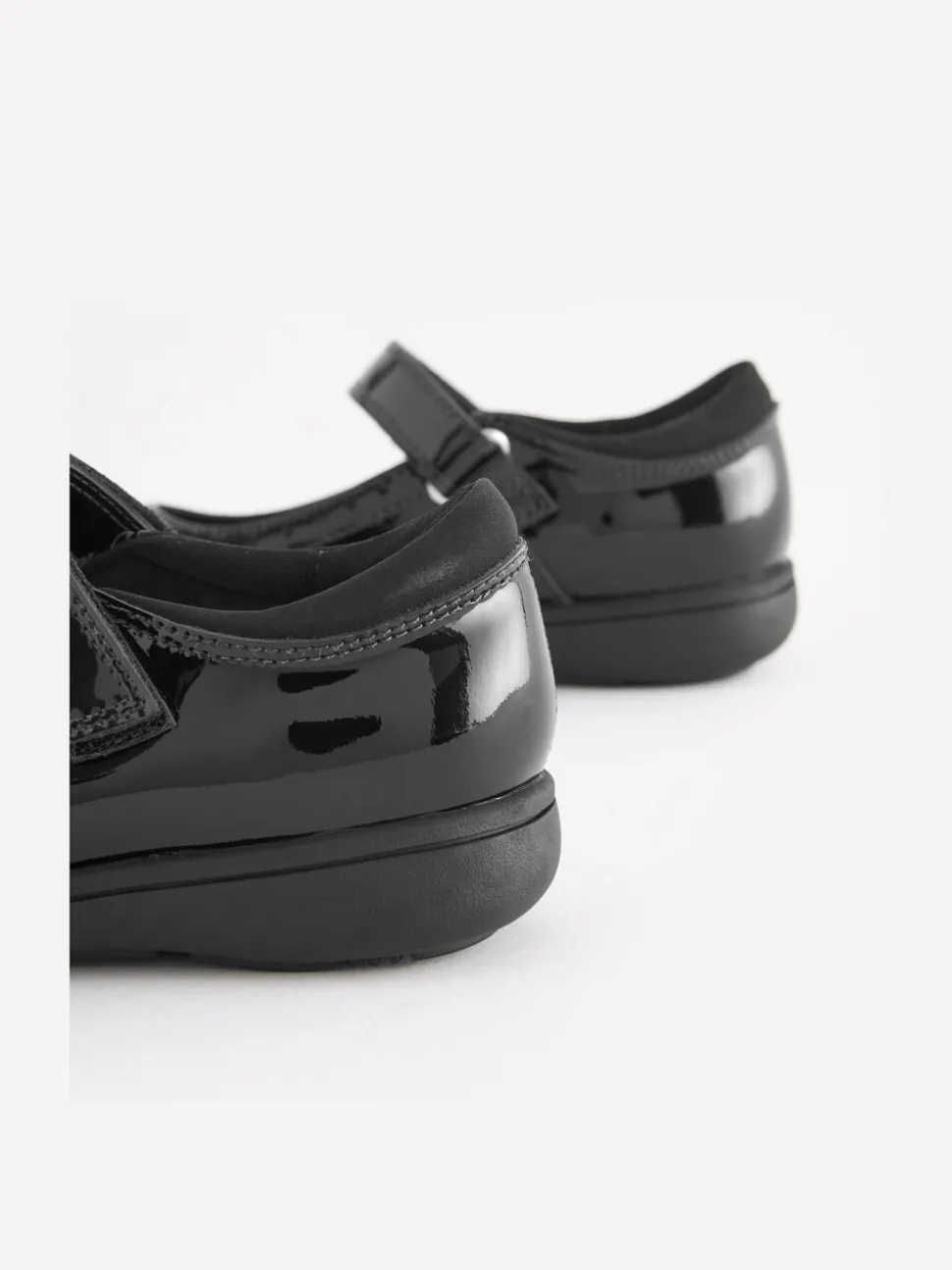 Black Patent Wide Fit (G) School Leather Brogue Detail Mary Jane Shoes