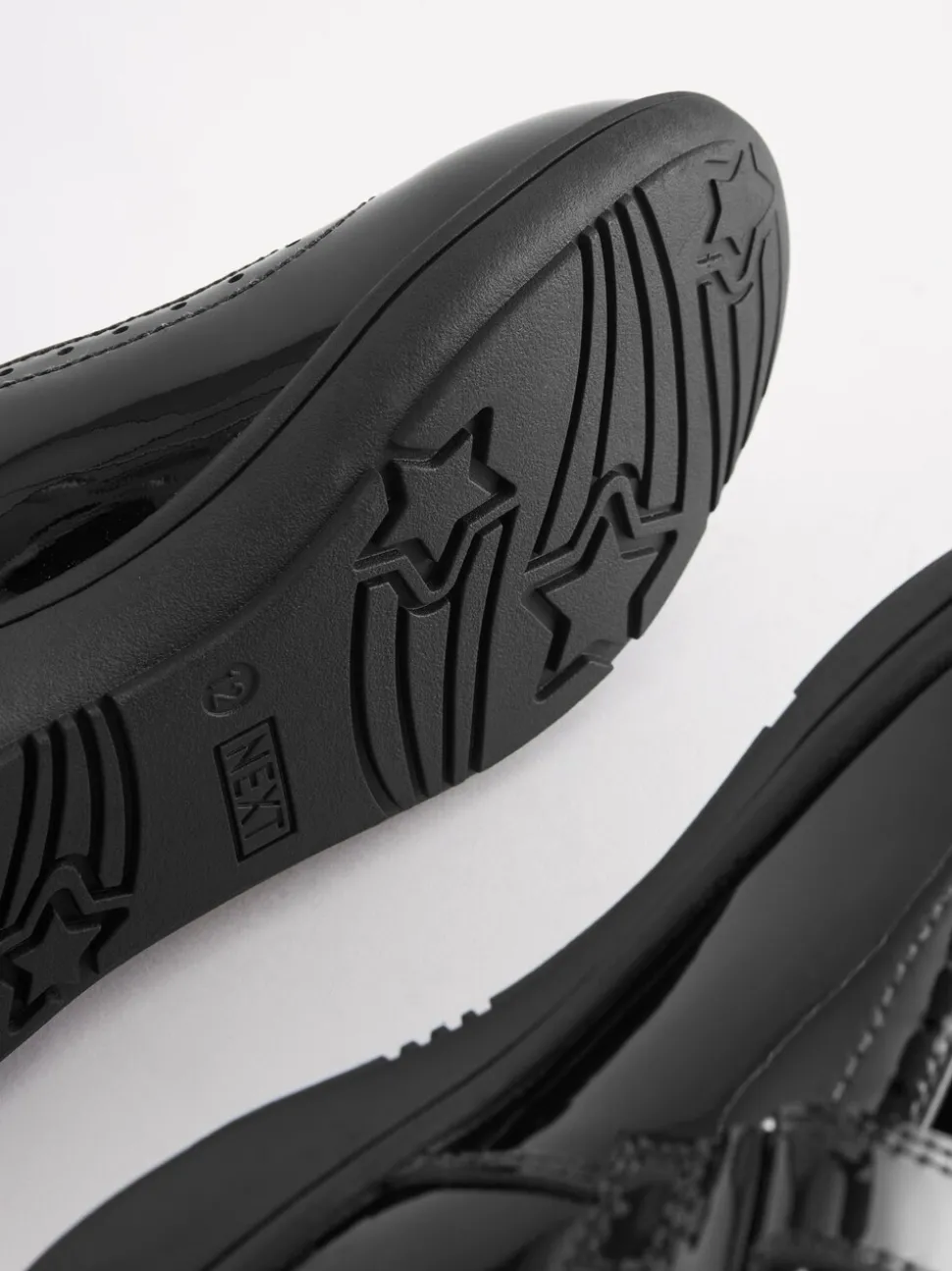 Black Patent Wide Fit (G) School Leather Brogue Detail Mary Jane Shoes