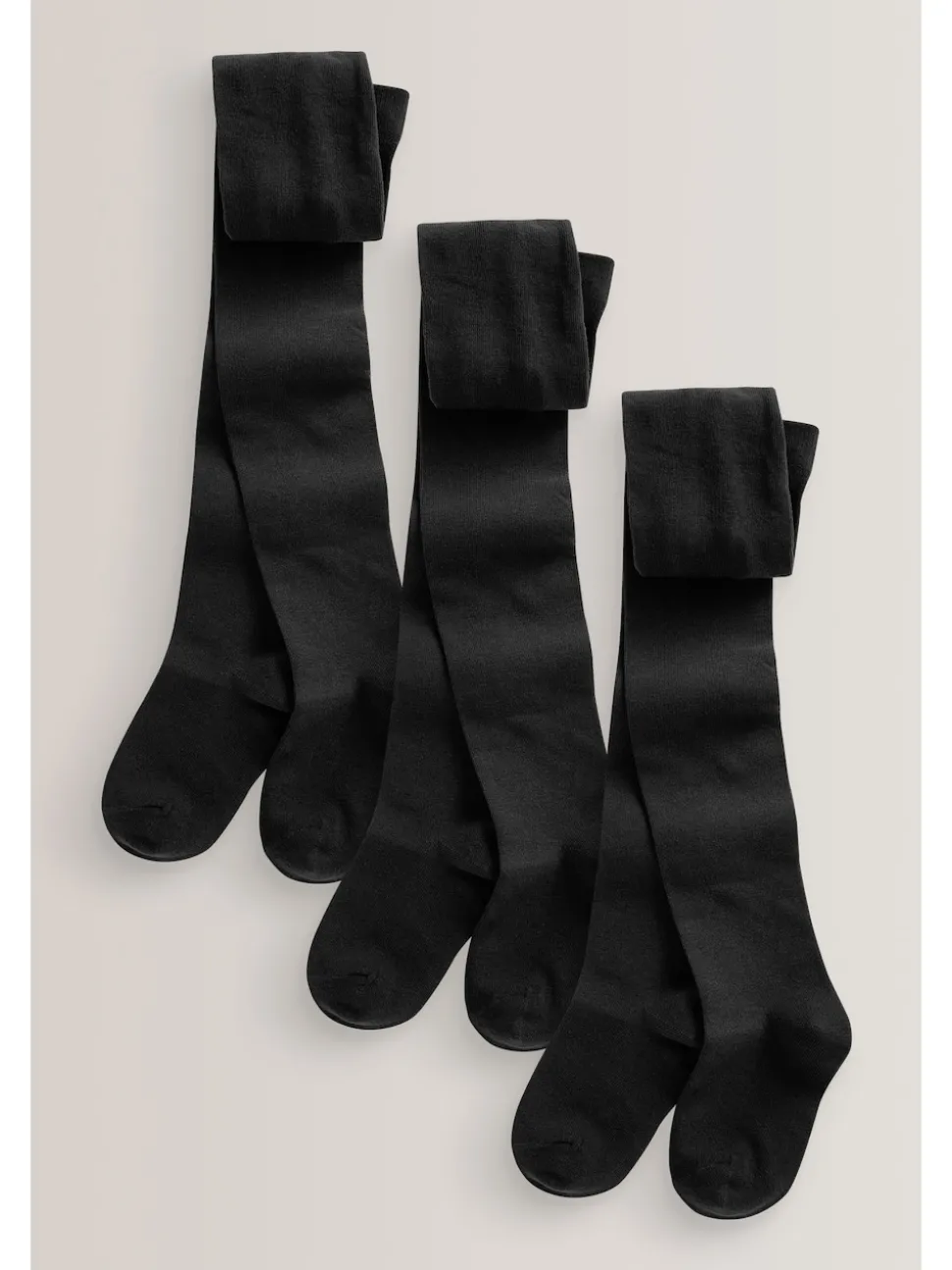 Black Regular Length 3 Pack Cotton Rich School Tights