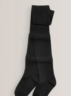 Black Regular Length 3 Pack Cotton Rich School Tights