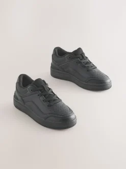 Black School Leather Lace-Up Shoes