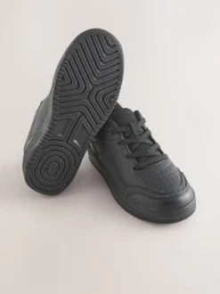 Black School Leather Lace-Up Shoes
