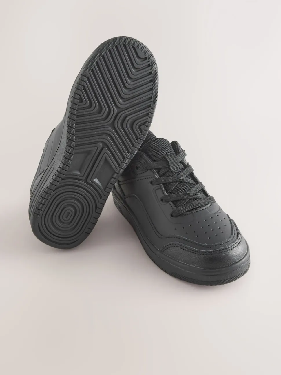 Black School Leather Lace-Up Shoes