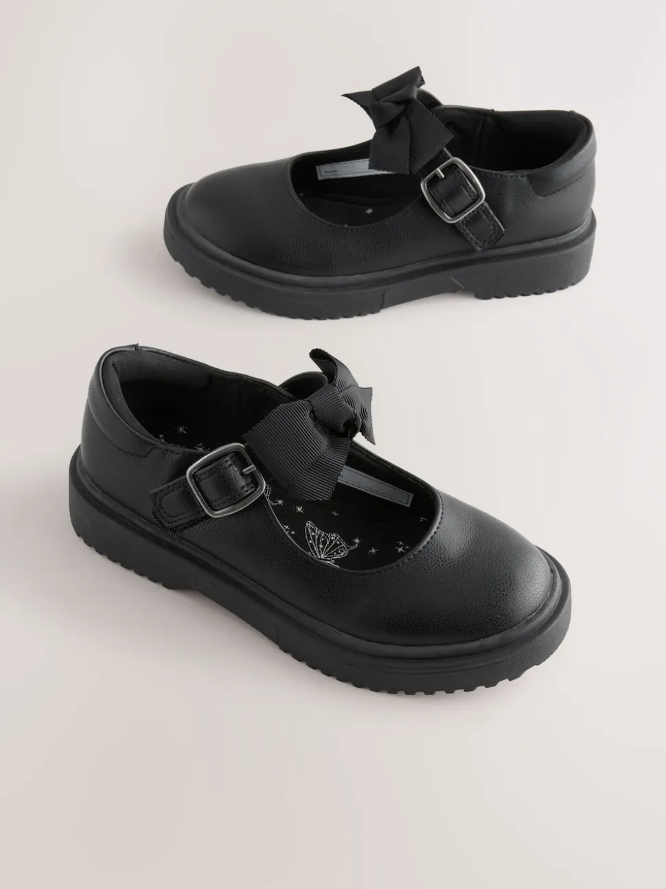 Black Standard Fit (F) Bow Chunky Mary Jane School Shoes