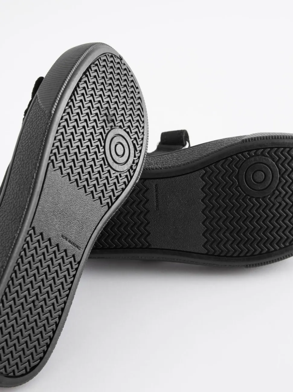 Black Standard Fit (F) Butterfly Embroidered School Plimsoll Shoes