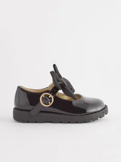 Black Standard Fit (F) Chunky Bow Mary Jane Shoes