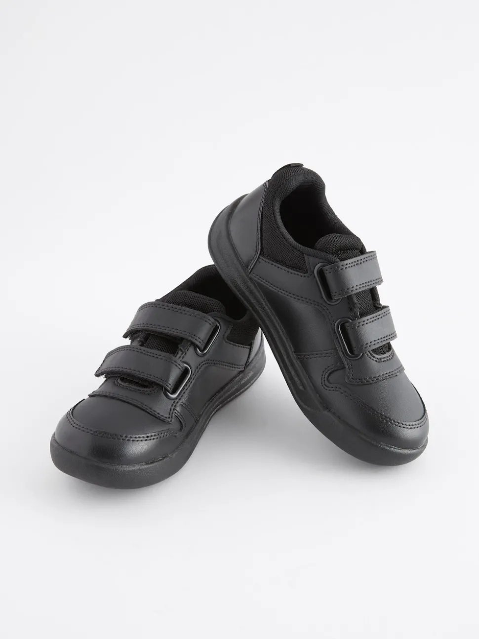 Black Standard Fit (F) Double Strap Touch Fastening School Trainers
