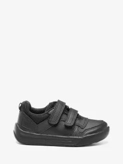 Black Standard Fit (F) Double Strap Touch Fastening School Trainers