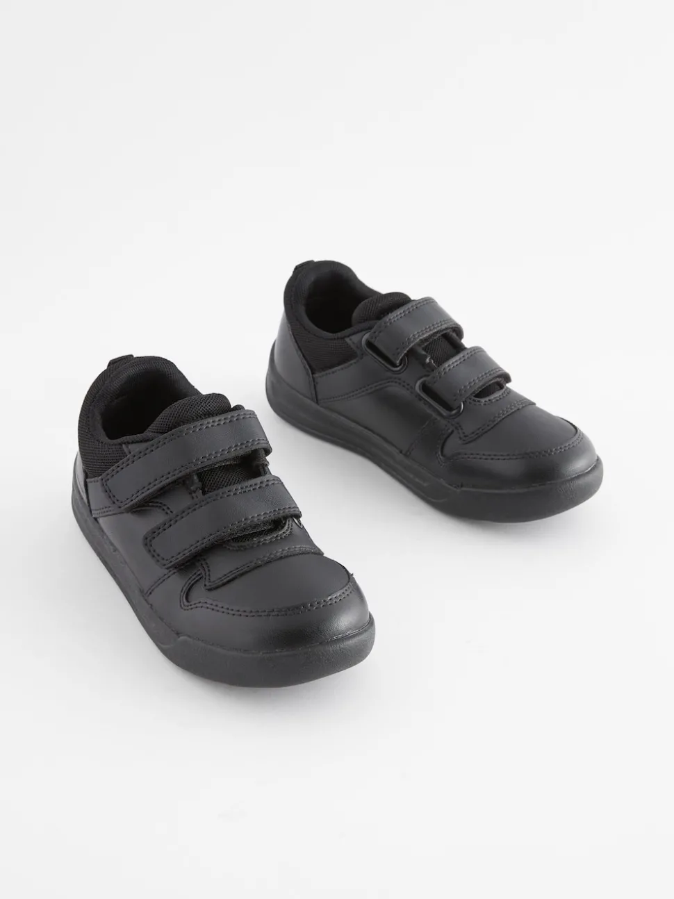 Black Standard Fit (F) Double Strap Touch Fastening School Trainers