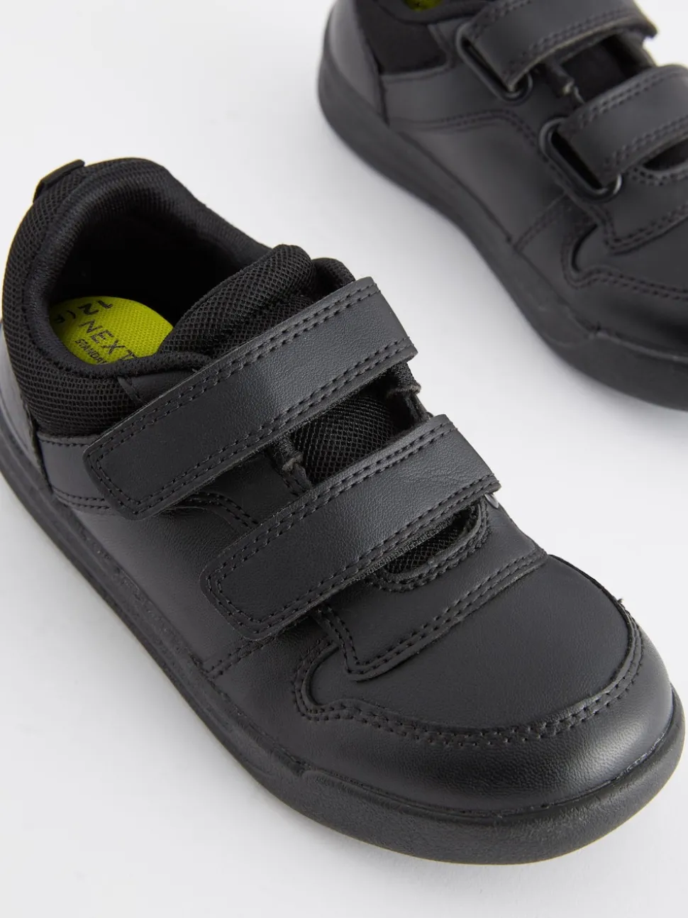 Black Standard Fit (F) Double Strap Touch Fastening School Trainers