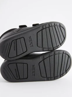 Black Standard Fit (F) Double Strap Touch Fastening School Trainers