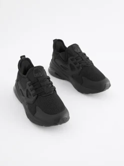 Black Standard Fit (F) Elastic Lace Trainers