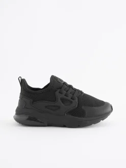 Black Standard Fit (F) Elastic Lace Trainers