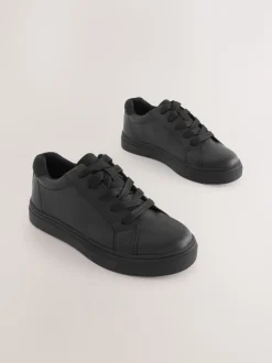 Black Standard Fit (F) Lace Up School Shoes