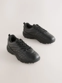Black Standard Fit (F) Leather Astro School Trainers