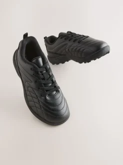 Black Standard Fit (F) Leather Astro School Trainers