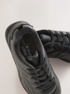 Black Standard Fit (F) Leather Astro School Trainers