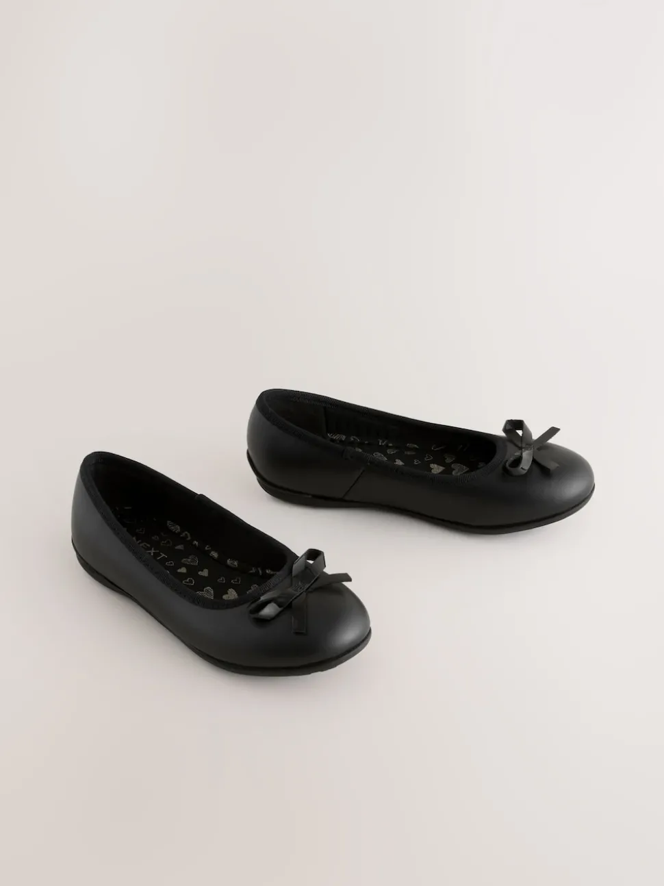 Black Standard Fit (F) Leather Ballerina School Shoes