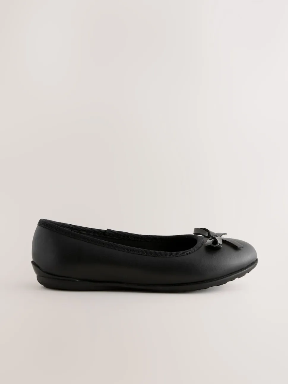 Black Standard Fit (F) Leather Ballerina School Shoes