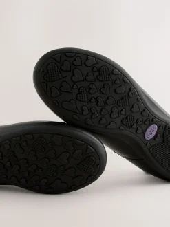 Black Standard Fit (F) Leather Ballerina School Shoes
