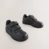 Black Standard Fit (F) Pokemon 2 Strap Touch Fastening School Shoes