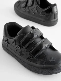 Black 2V Butterfly School Trainers