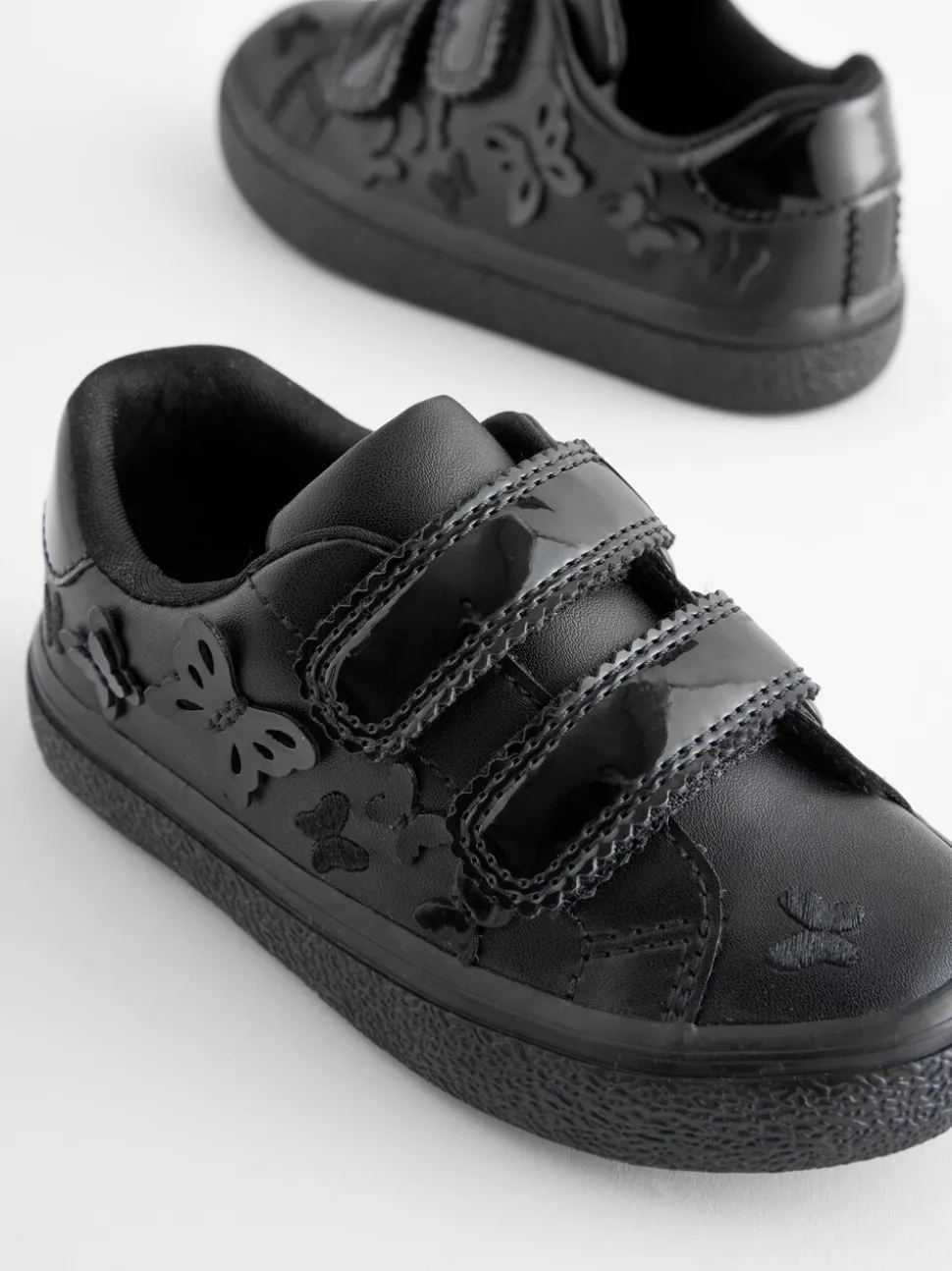 Black 2V Butterfly School Trainers