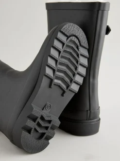Black Warm Lined Buckle Wellies
