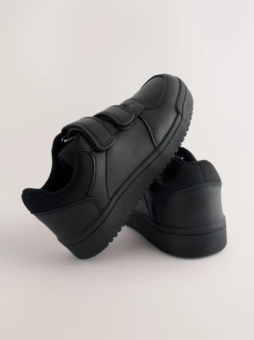 Black Wide Fit (G) 3 Straps Touch Fastening School Shoes