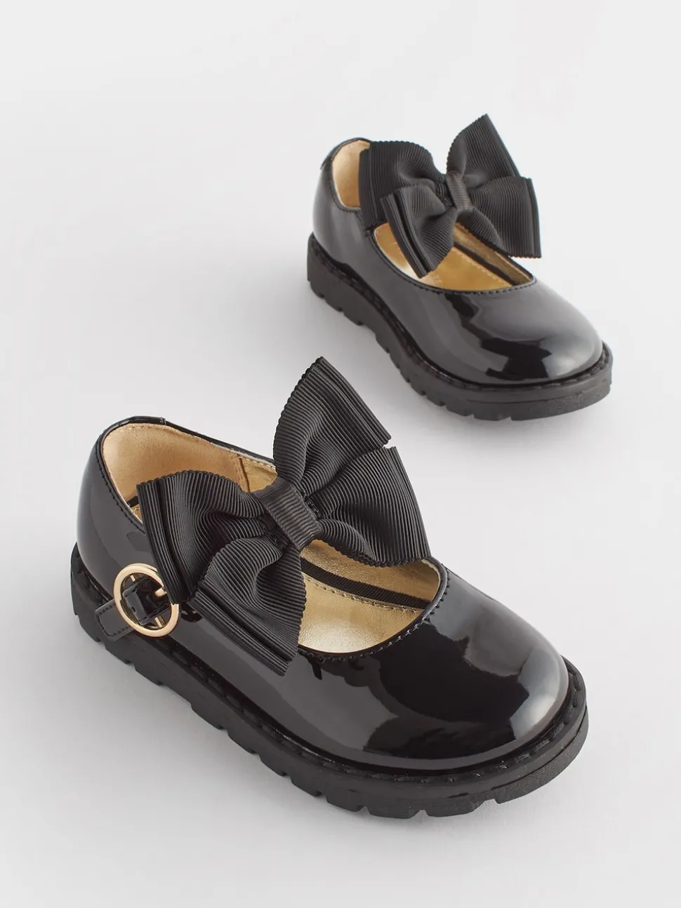 Black Wide Fit (G) Chunky Bow Mary Jane Shoes
