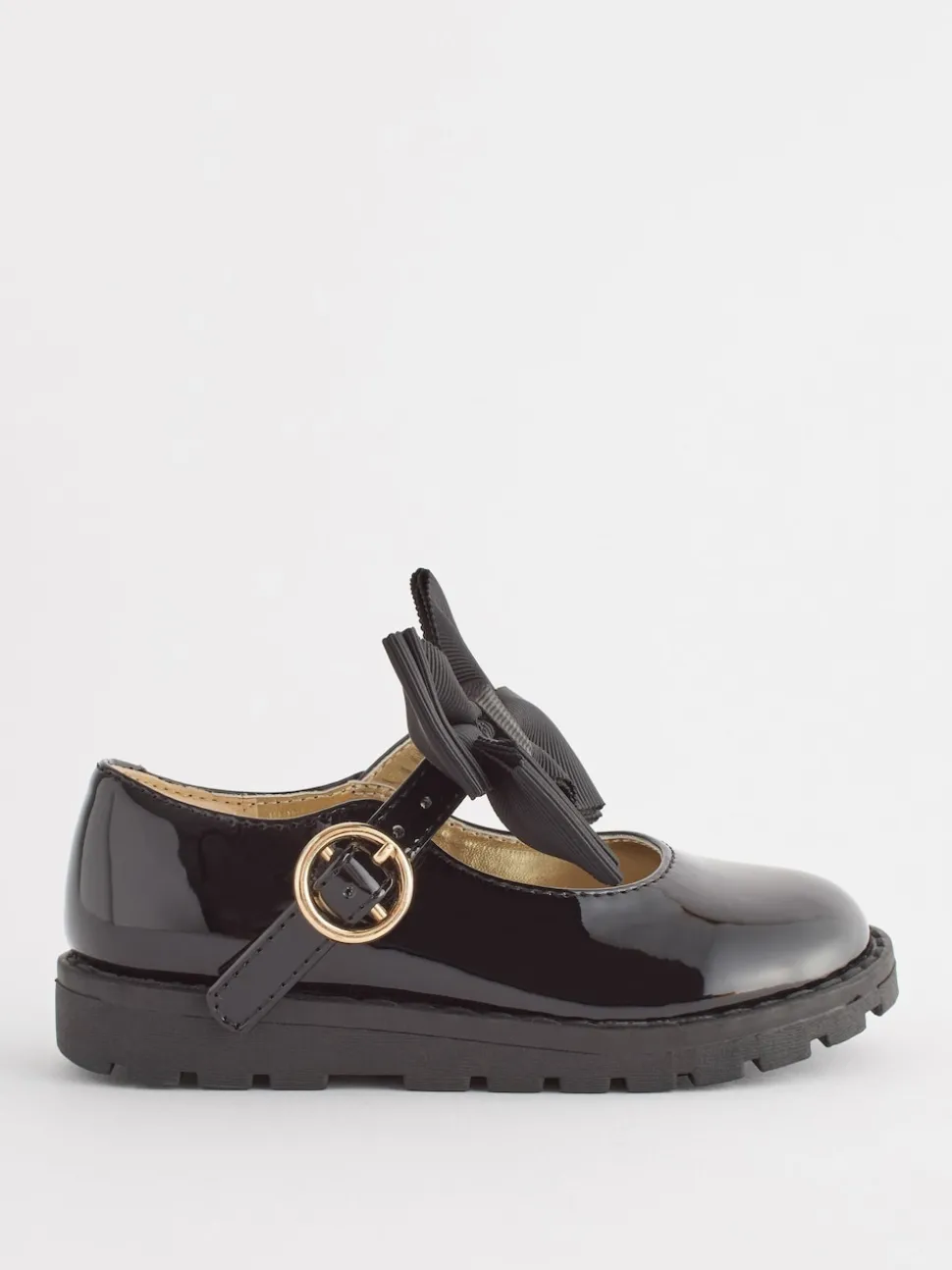 Black Wide Fit (G) Chunky Bow Mary Jane Shoes