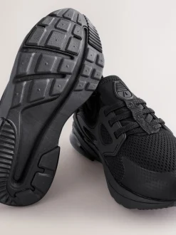 Black Wide Fit (G) Elastic Lace Trainers