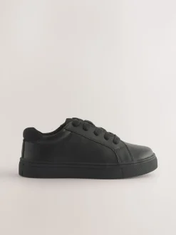 Black Wide Fit (G) Lace Up School Shoes