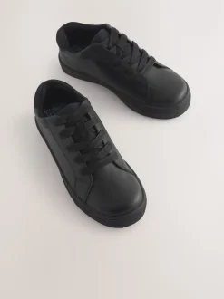 Black Wide Fit (G) Lace Up School Shoes