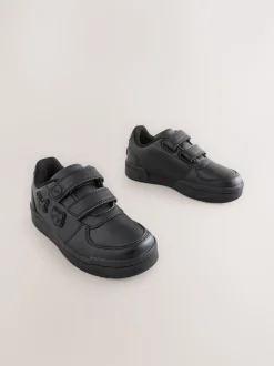 Black Wide Fit (G) Pokemon 2 Strap Touch Fastening School Shoes