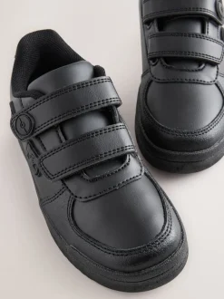 Black Wide Fit (G) Pokemon 2 Strap Touch Fastening School Shoes
