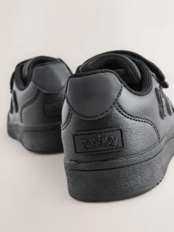 Black Wide Fit (G) Pokemon 2 Strap Touch Fastening School Shoes