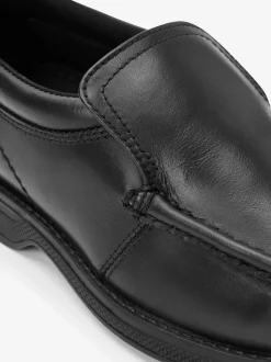 Black Wide Fit (G) School Leather Loafer Shoes