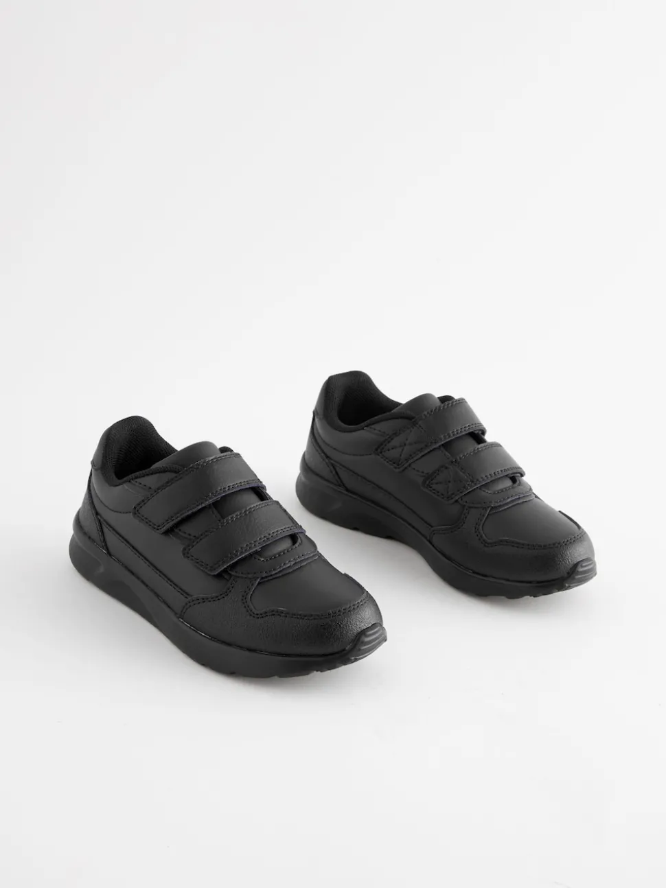 Black Wide Fit (G) Touch Fastening Leather School Shoes