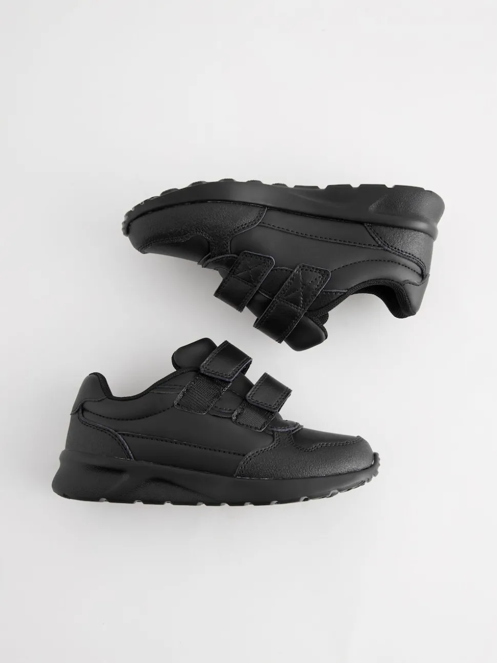 Black Wide Fit (G) Touch Fastening Leather School Shoes