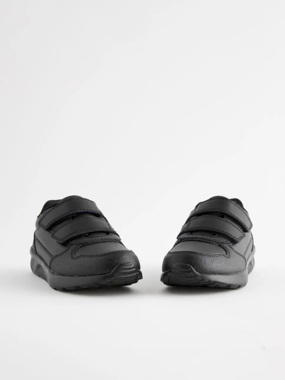 Black Wide Fit (G) Touch Fastening Leather School Shoes