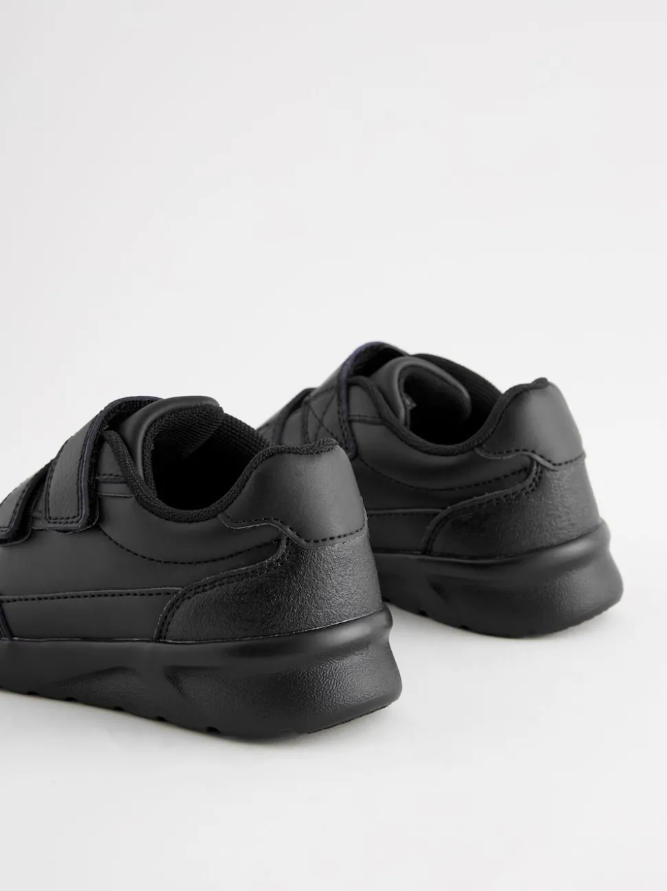Black Wide Fit (G) Touch Fastening Leather School Shoes